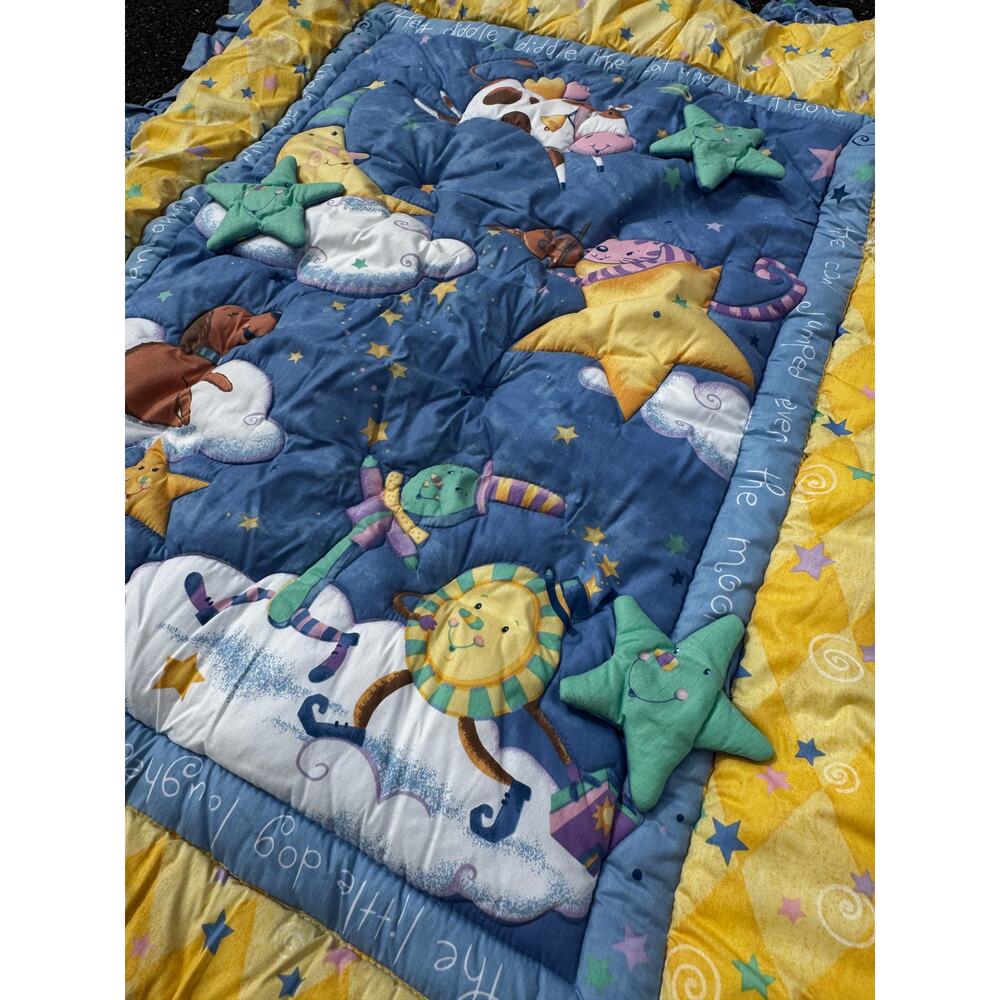 Vintage 90s Viv Eisner Hess 1996 Over the Moon Baby Crib Comforter